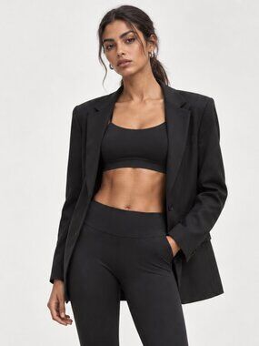 THE WORKSHOP 'ANDREA' TAILORED STRUCTURED MINIMALIST BLAZER | BLACK | MEDIUM
